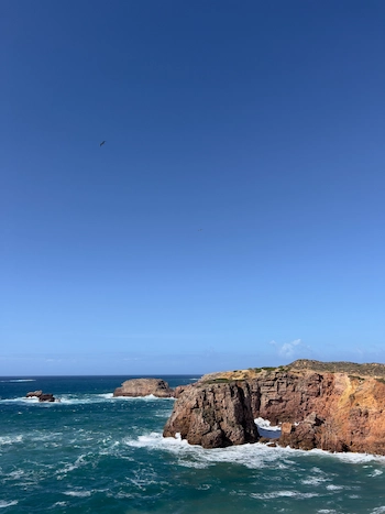Cliffs in Portugal Carripateira. Solo female travel by cliffs. Walking. Fisherman trail.